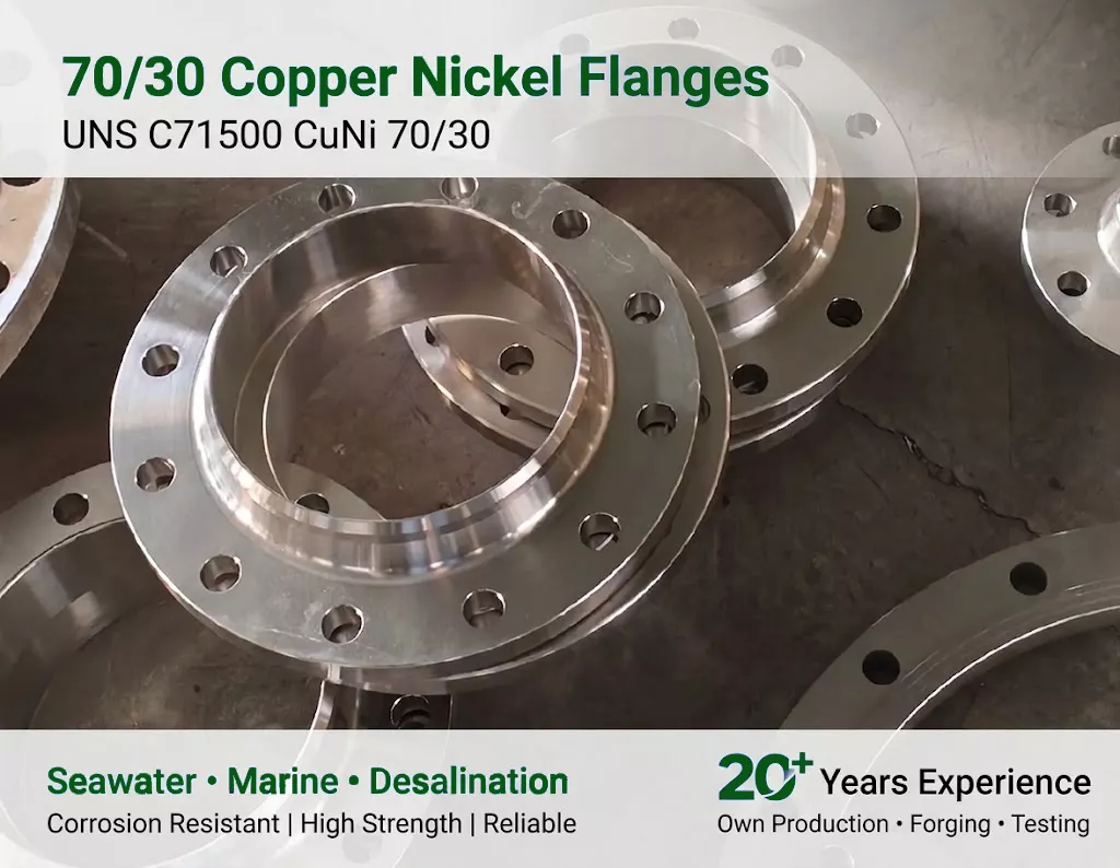 70/30 copper nickel flanges in UNS C71500 for marine and seawater piping