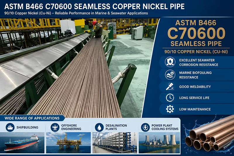 ASTM B466 C70600 copper nickel seamless pipes in stock