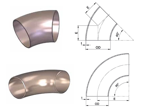 Copper Nickel Elbow Dimensions and Weight Chart DIN 86090 EEMUA 234 ASME B16.9