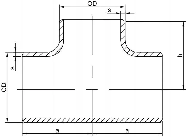 Copper Nickel Equal Tee Dimensions and Measurement Drawing for DIN 86088, EEMUA 234 and ASME B16.9 Standards