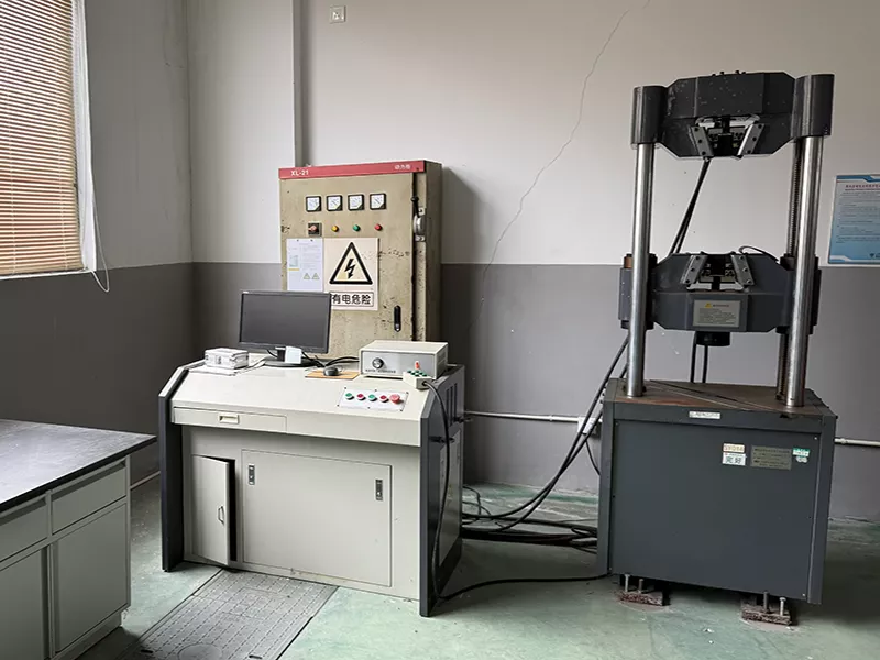 Universal tensile testing machine checking copper-nickel material strength and elongation