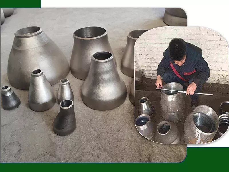 Worker Performing Dimensional Inspection of Copper Nickel Reducer