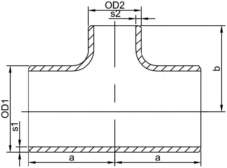Copper Nickel Reducing Tee Dimensions and Measurement Drawing for DIN 86088, EEMUA 234 and ASME B16.9 Standards