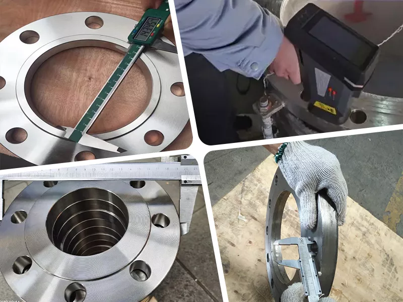 Copper nickel socket weld flange dimensional inspection for flange thickness, bolt holes and sealing face
