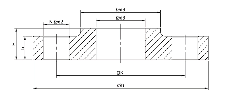 EEMUA 234 copper nickel slip on flange dimensional drawing